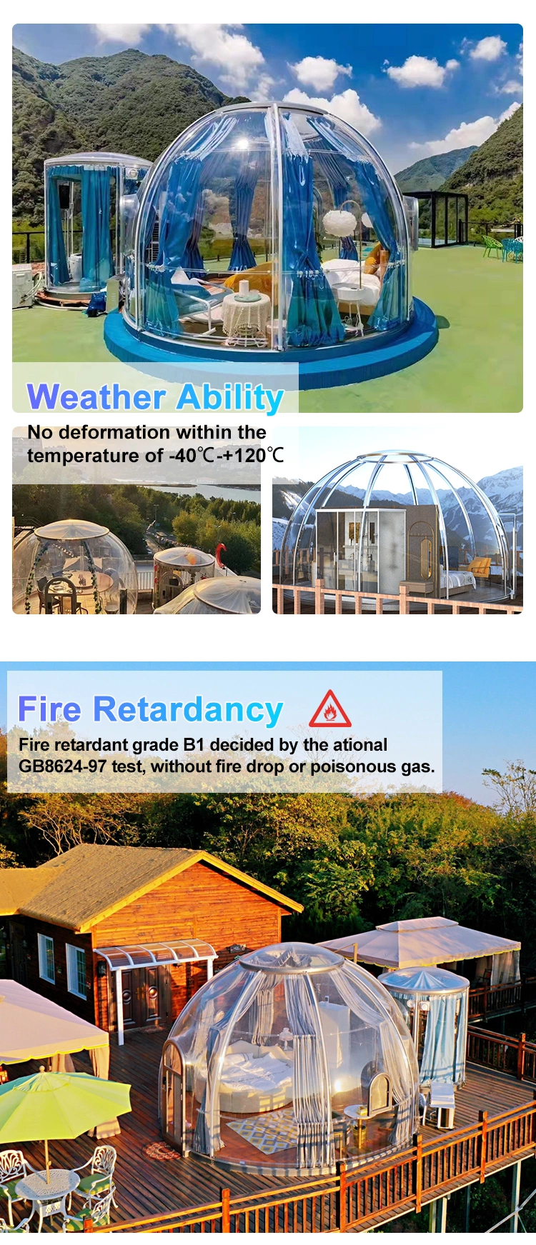 Glamping Tent Luxury Transparent Dome Tent Geodesic Outdoor Camping Dome Tent for Resort Hotel, Camping, Outdoor Activities