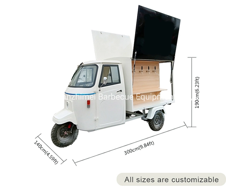 Mobile Ape Vehicle 3 Wheel Tuk Tuk Electric Tricycle Food Cart Small Van Trailer Beer Piaggio Food Truck