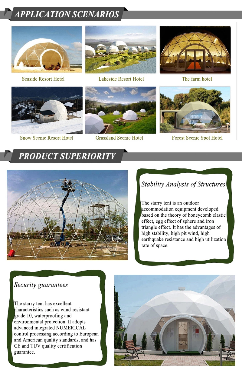 Geodesic Dome Tent Glass Dome House for Camp with Aluminum Frame and Tempered Glass at Factory Price