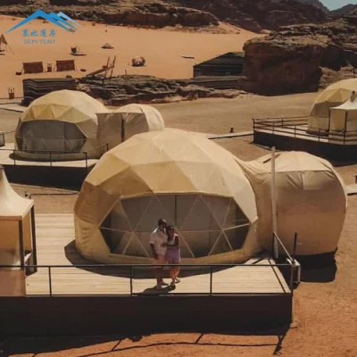 Commercial Glamping Domes 7m Dome Tents with Solar Panel Dome Tents for Resorts Hotels